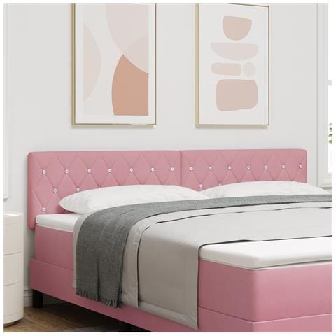Testiera con bottoni in cristallo, tufted, rosa, 180 cm, velluto - Foto 2