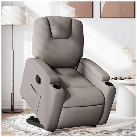 Poltrona Alzapersona Reclinabile Tortora in Tessuto - Foto 2