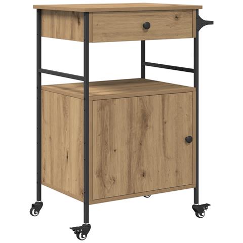 Carrello da Cucina Rovere Artigianale 56x43x89.5 cm Legno Ingegnerizzato - Foto 1