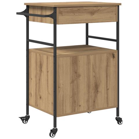 Carrello da Cucina Rovere Artigianale 56x43x89.5 cm Legno Ingegnerizzato - Foto 9