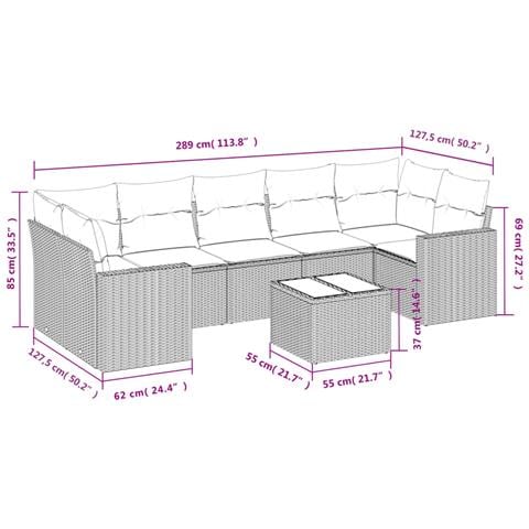 Set Divano da Giardino 8 pz con Cuscini Beige in Polyrattan - Foto 3