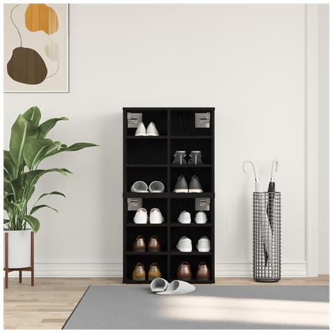 Mobile per Scarpe 2 pz Rovere Nero 52.5x30x50 cm - Foto 2