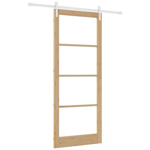 Porta Scorrevole con Set di Ferramenta 'ORKDAL'Legno Solido & Vetro - Foto 1