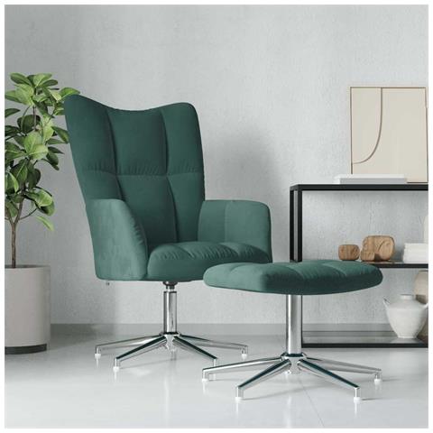 Lusso Casadino -  Poltrona Relax Con Poggiapiedi Verde Scuro In Velluto - Foto 8