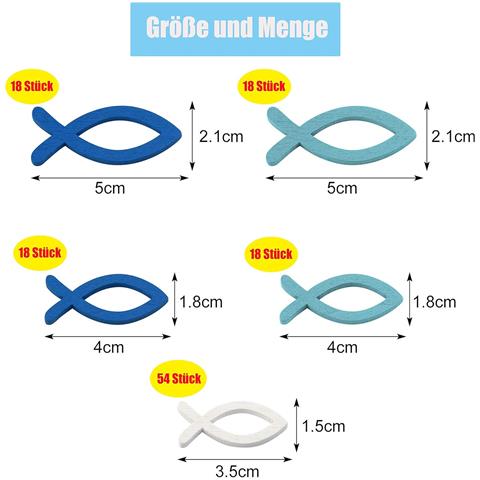 Decorazione Per Battesimo Comunione Cresima Pesce Azzurro Bianco 126 Pezzi - Foto 4