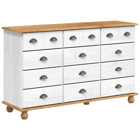 "Cassettiera ""ASKIM"" Bianca 79x40x133.5 cm Legno Massello Pino" - Foto 1