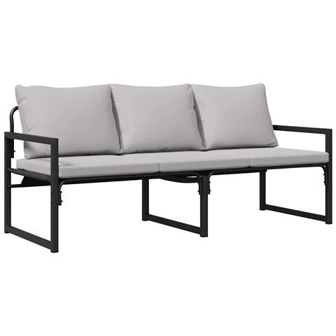 Panchina da giardino Nero 180 x 72.5 x 71 cm Acciaio - Foto 1