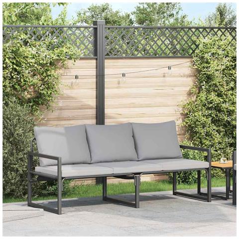 Panchina da giardino Nero 180 x 72.5 x 71 cm Acciaio - Foto 2