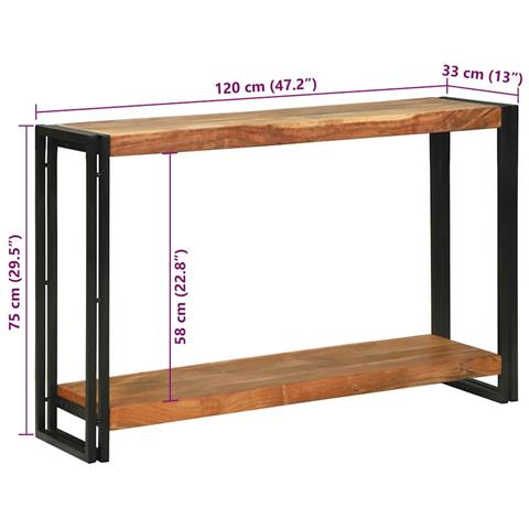 Tavolo consolle 120 x 33 x 75 cm legno massello di acacia - Foto 9