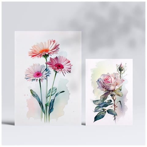 Set Di 6 Stampe Rose Stampe Naturalistiche E Botaniche A Colori Con Motivi Floreali Su Sfondi Bianchi Puri Design D'interni A3 & A4 Senza Cornice - Foto 2