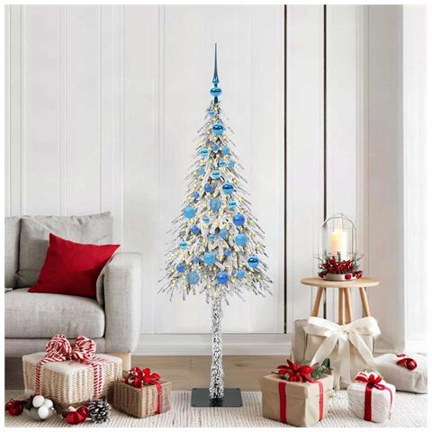 Albero di Natale con 150 LED Bianco 150 cm PE e Acciaio - Foto 2
