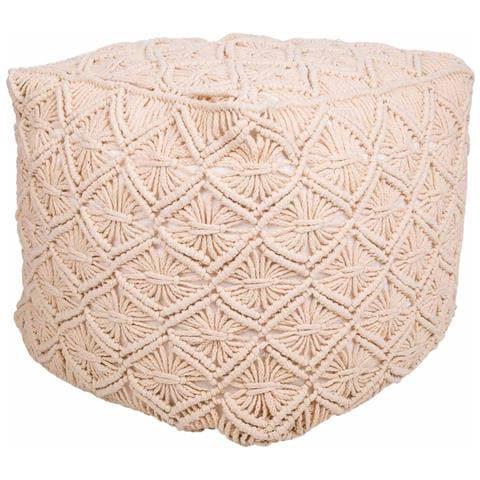 Puf In Cotone Intrecciato Panna 45x45x40h - Foto 1