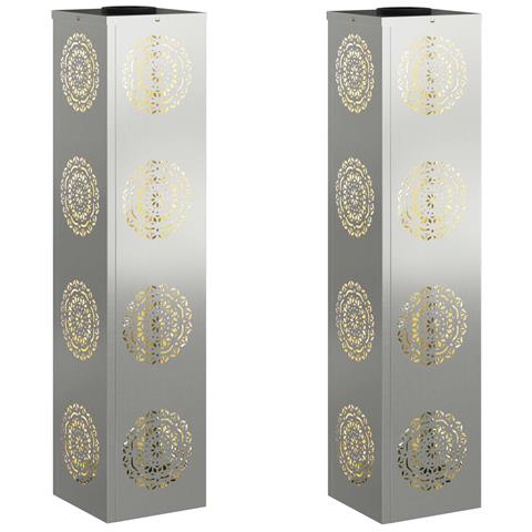 Faro LED solare per sentieri 2 pcs Argento Acciaio zincato - Foto 1