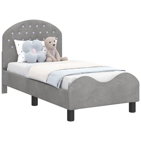 Struttura letto per bambini con testata Grigio chiaro Velluto - Foto 1
