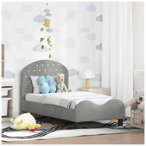 Struttura letto per bambini con testata Grigio chiaro Velluto - Foto 2