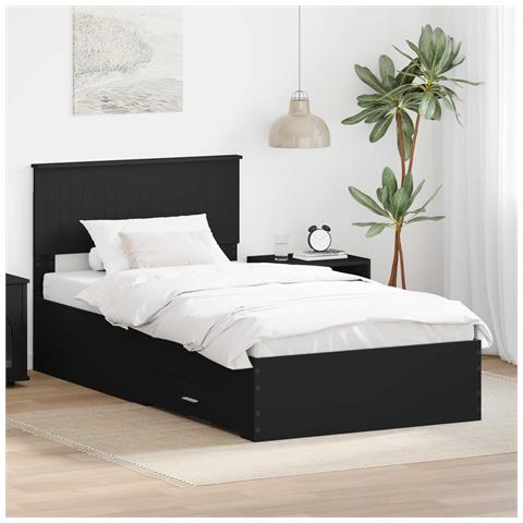 Struttura del letto con testiera Nero e Argento 100 x 200 cm - Foto 2