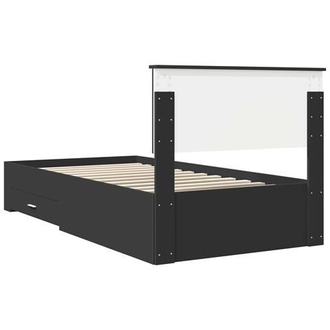 Struttura del letto con testiera Nero e Argento 100 x 200 cm - Foto 9