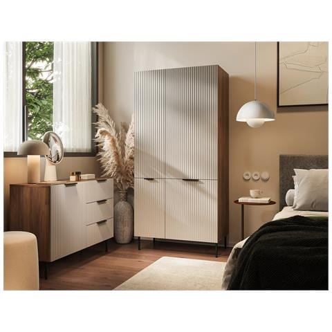 ALMERA 5903815010767 armadio /guardaroba per camera da letto 6 ripiani 4 porta /porte Noce - Foto 4