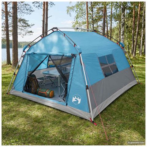 Tenda istantanea resistente all'acqua 4 persona Blu - Foto 2