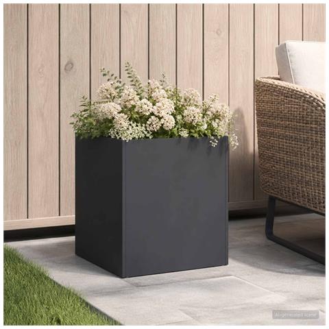 Vaso da giardino Nero 25 x 25 x 25 cm Acciaio laminato a freddo - Foto 2