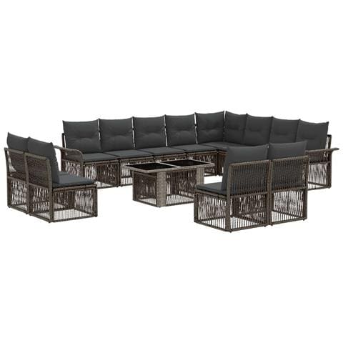 Set Divano da Giardino 13 pz Grigio e Grigio Scuro polyrattan - Foto 1