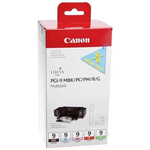 PGI-9 MBK / PC / PM / R / G Serbatoio Ink Originale a Colori per PIXMA Pro9500 / Pro9500 Mark II Confezione 5 Pezzi - Foto 2