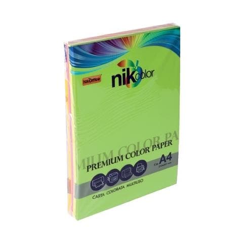 Risma Carta Premium 125 Fogli Colorati Fluo A4 210x297mm 160g / mq Colori Assortiti - Foto 1