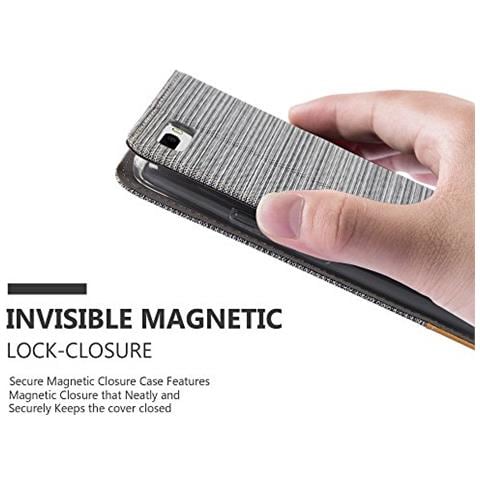 Custodia Compatibile Con Honor 6 Plus In Grigio Chiaro Marrone - Coperchio Protettiva Con Chiusura Magnetica, Funzione Stand E Tasca Per Le Carte - Foto 2