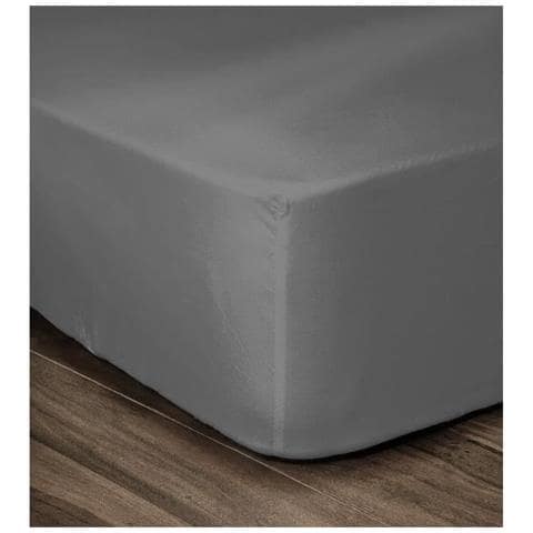 Lenzuolo Con Angoli 100% Cotone 160x200cm - Berretto 35cm - Grigio Scuro - Foto 1