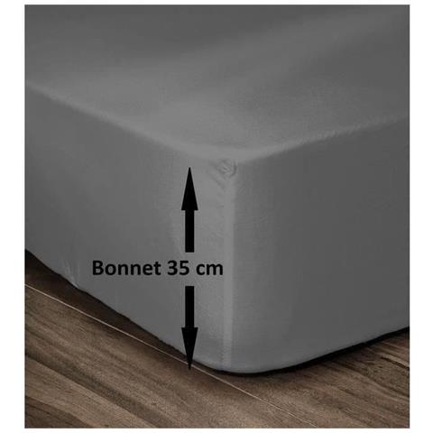 Lenzuolo Con Angoli 100% Cotone 160x200cm - Berretto 35cm - Grigio Scuro - Foto 4