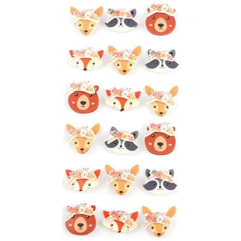 18 Mini Adesivi 3d Animali Della Foresta 2 Cm - Foto 1