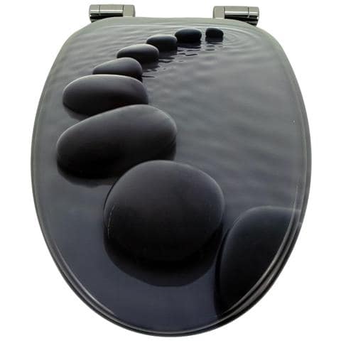 Sedile Wc Copri Vater Universale Frizionato Fantasia In Mdf Chiusura Rallentata *** Fantasia : Stones On Water - Foto 2