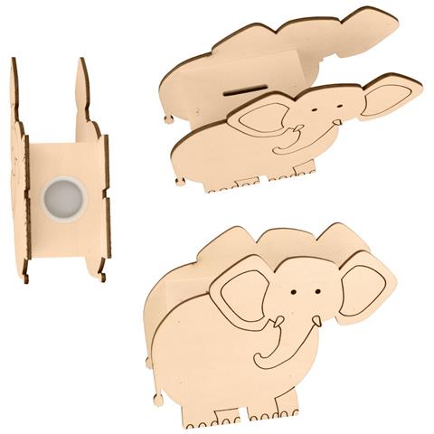 3 Decorazioni In Legno Per La Cameretta Dei Bambini - Elefante / Coccodrillo - Foto 2