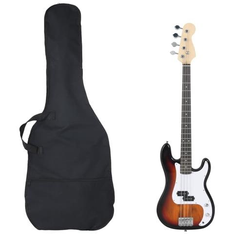 Basso Elettrico Principianti E Custodia Marrone Bianco 4/4 46"" - Foto 1