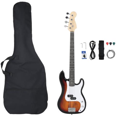Basso Elettrico Principianti E Custodia Marrone Bianco 4/4 46"" - Foto 2