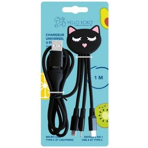 Cavo Andy Xxl Usb A C/micro Usb E Usb C E Lightning 5 In 1 Da 1 M Cat, Nero - Foto 2
