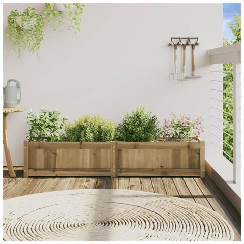 Fioriera Da Giardino 150x31x31 Cm In Legno Di Pino Impregnato - Foto 2