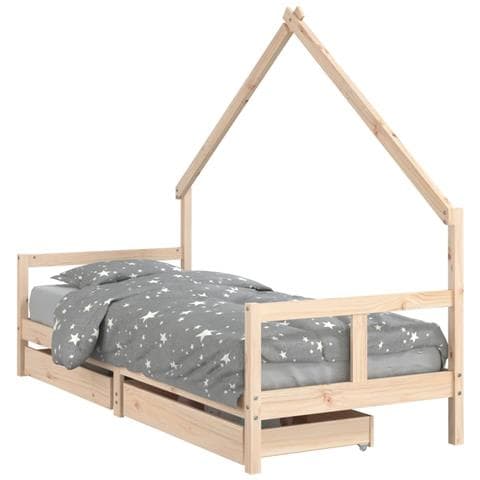 Giroletto Bambini con Cassetti 80x200 cm Legno Massello di Pino - Foto 2