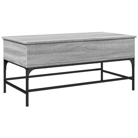 Tavolino Grigio Sonoma 100x50x45 Cm Legno Multistrato E Metallo - Foto 2