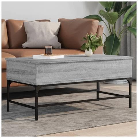 Tavolino Grigio Sonoma 100x50x45 Cm Legno Multistrato E Metallo - Foto 1