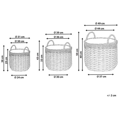 Set Di 3 Vasi Per Piante Rattan Sintetico Grigio E Bianco Gefira - Foto 2