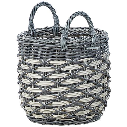 Set Di 3 Vasi Per Piante Rattan Sintetico Grigio E Bianco Gefira - Foto 7