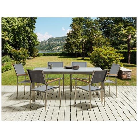 Set Da Giardino Vetro Grigio Con Sedie Grigie 6 Posti Cosoleto /grosseto - Foto 1