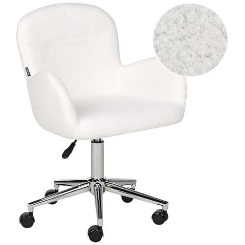Sedia Da Scrivania Priddy Bouclé Bianco Sporco - Foto 2