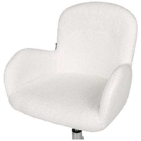 Sedia Da Scrivania Priddy Bouclé Bianco Sporco - Foto 7