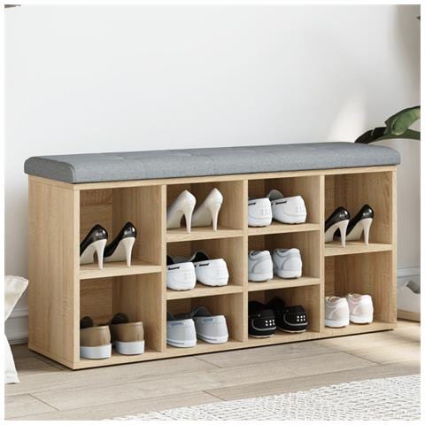 Panca Porta Scarpe Rovere Sonoma 102x32x50 Cm Legno Multistrato - Foto 1