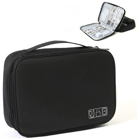 Borsa Organizer Digitale Da Viaggio Portatile A 3 Strati Black - Foto 1