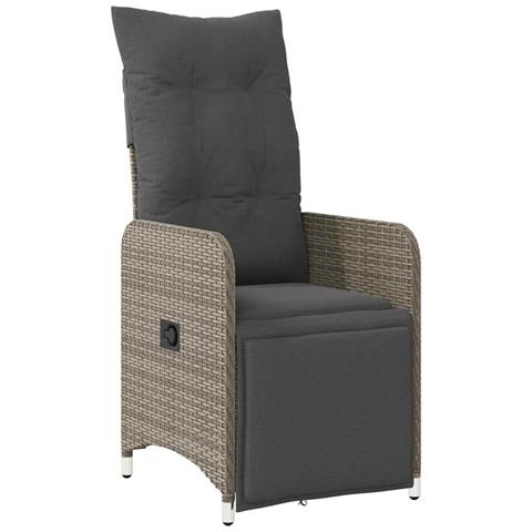Set Bistrò Da Giardino 5 Pz Con Cuscini In Polyrattan Grigio - Foto 2
