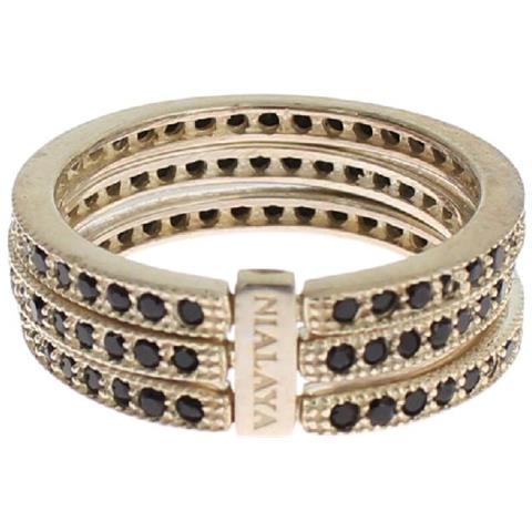 Anello Da Donna In Argento Sterling 925 Nero Cz - Eu47 - Us4 - Foto 5