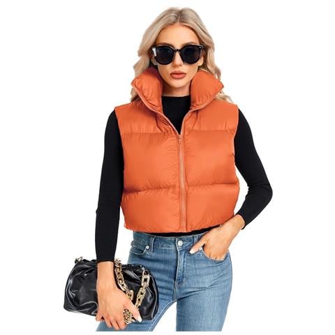 Gilet Invernale Con Colletto Da Donna, Arancione, Taglia M - Foto 2